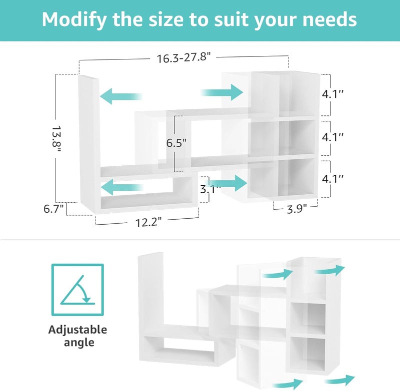 NUTIKAS Desk Shelves Desktop Orgnizer Shlef - White Office Organization for Top of Desk Organizers and Accessories Corner Bookshelf Table Top Shelving Small Hutch Decorations for Women Office - Image 2
